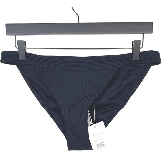 Andie Ribbed Banded Cheeky Bikini Bottom Women’s Size L Black Swim NWT - Picture 1 of 6